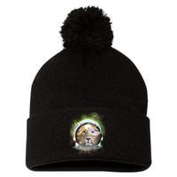 King Of The Universe Lion Space Astronaut Helmet Pom Pom 12in Knit Beanie