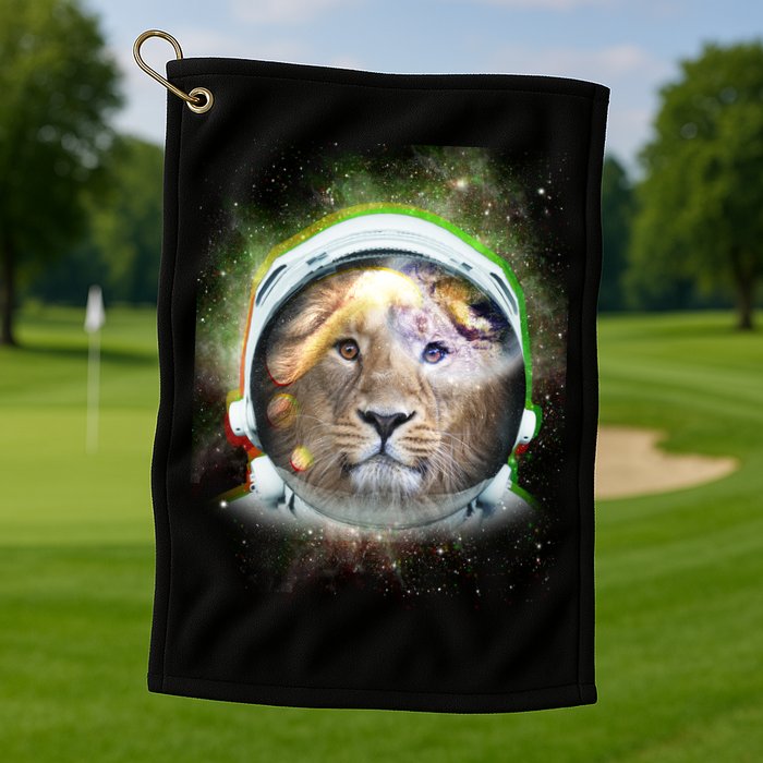 King Of The Universe Lion Space Astronaut Helmet Golf Towel