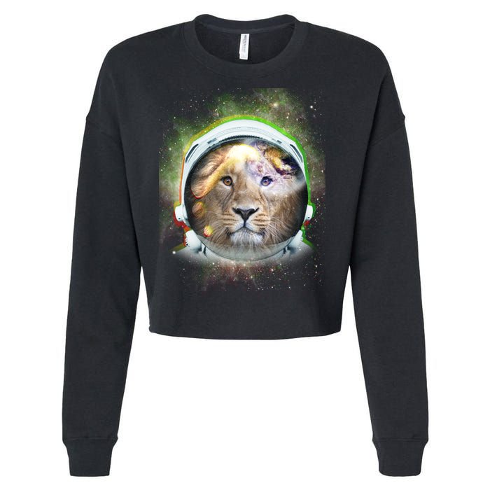 King Of The Universe Lion Space Astronaut Helmet Cropped Pullover Crew