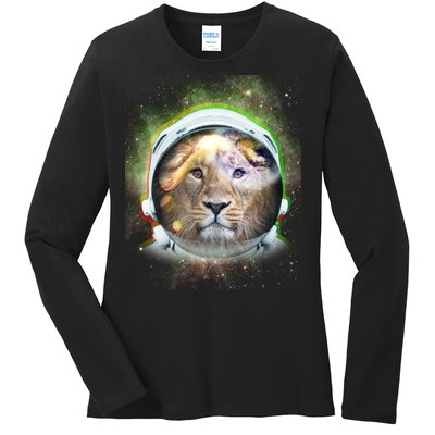 King Of The Universe Lion Space Astronaut Helmet Ladies Long Sleeve Shirt