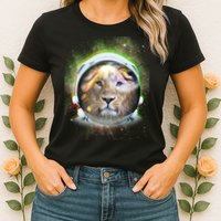 King Of The Universe Lion Space Astronaut Helmet Womens T-Shirt