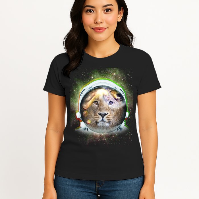 King Of The Universe Lion Space Astronaut Helmet Womens T-Shirt