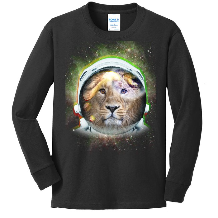 King Of The Universe Lion Space Astronaut Helmet Kids Long Sleeve Shirt