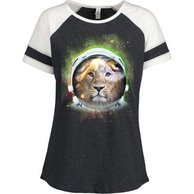 King Of The Universe Lion Space Astronaut Helmet Enza Ladies Jersey Colorblock Tee