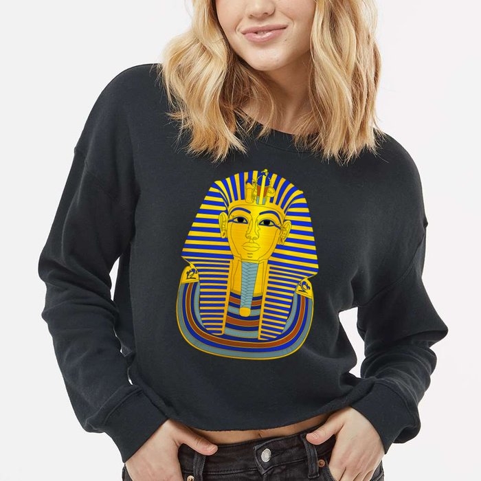King Tut Pharaoh Egyptian Cropped Pullover Crew