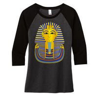 King Tut Pharaoh Egyptian Women's Tri-Blend 3/4-Sleeve Raglan Shirt