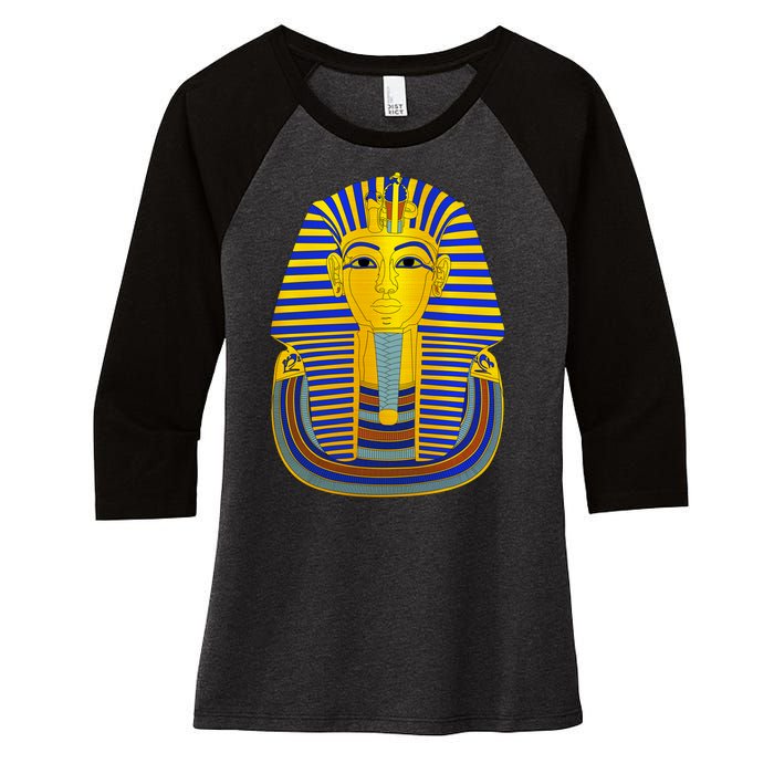 King Tut Pharaoh Egyptian Women's Tri-Blend 3/4-Sleeve Raglan Shirt