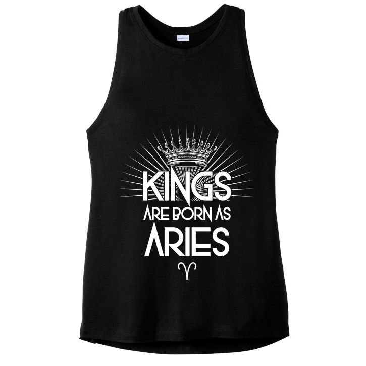 Kings Are Born As Aries Ladies PosiCharge Tri-Blend Wicking Tank