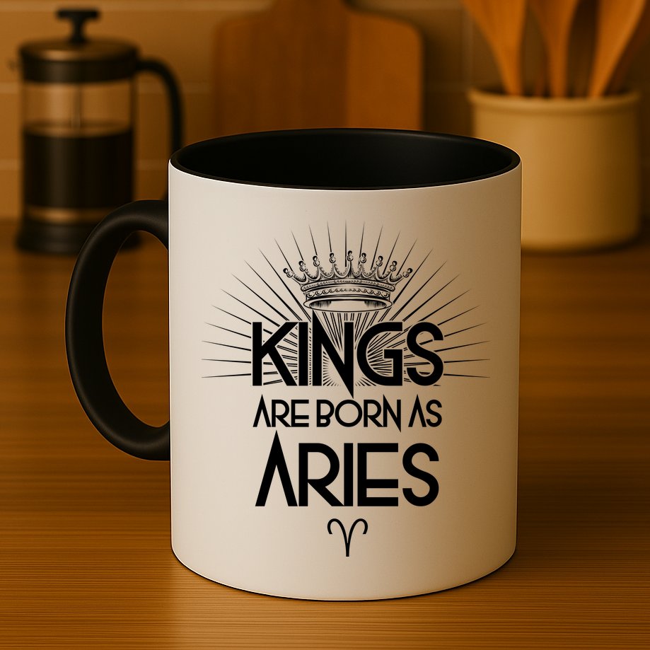 Kings Are Born As Aries Mug