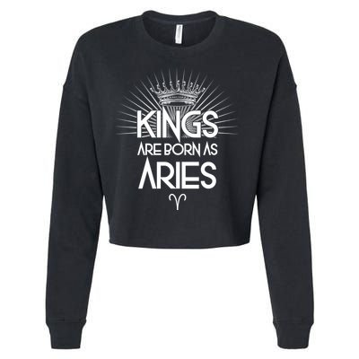 Kings Are Born As Aries Cropped Pullover Crew