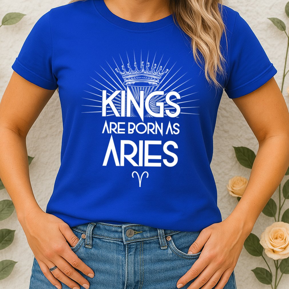 Kings Are Born As Aries Womens T-Shirt