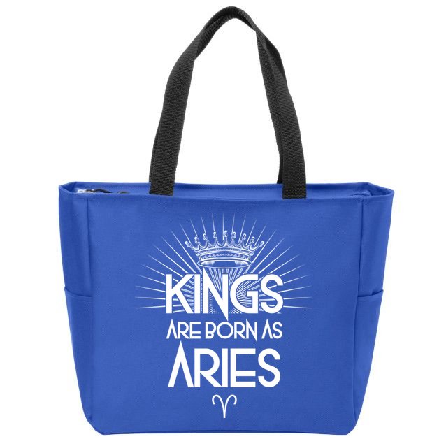 Kings Are Born As Aries Zip Tote Bag