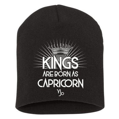 Kings Are Born As Capricorn Short Acrylic Beanie