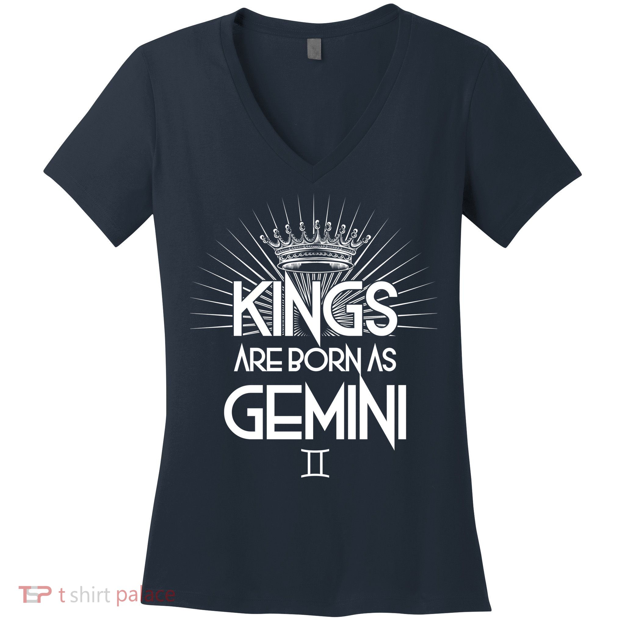 Kings Are Born As Gemini Women's V-Neck T-Shirt
