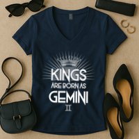 Kings Are Born As Gemini Women's V-Neck T-Shirt