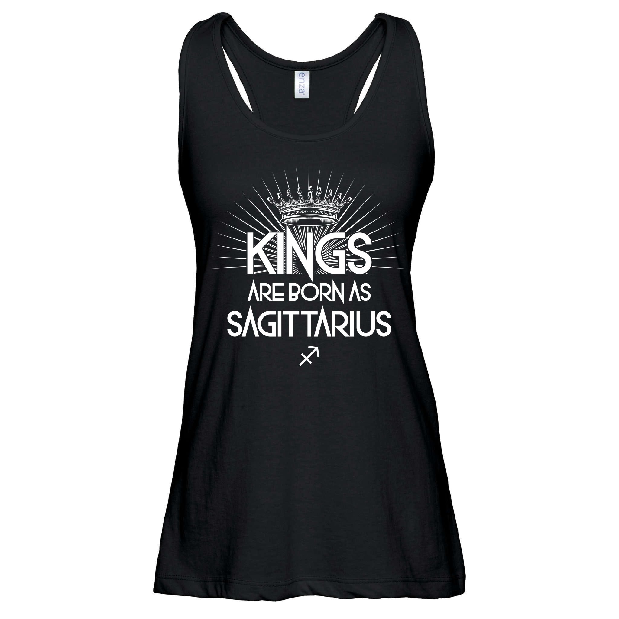 Kings Are Born As Sagittarius Ladies Essential Flowy Tank