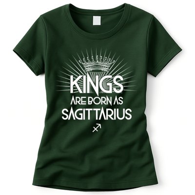 Kings Are Born As Sagittarius Womens T-Shirt