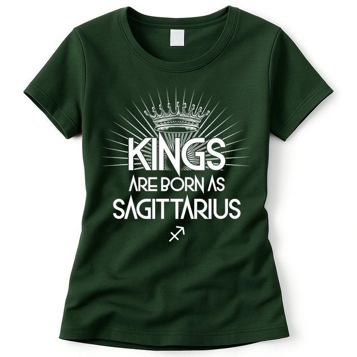 Kings Are Born As Sagittarius Womens T-Shirt