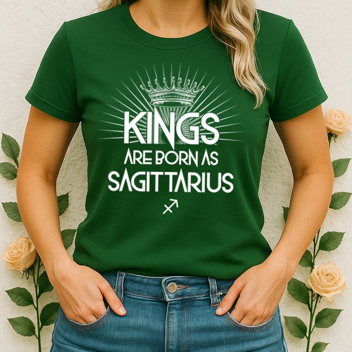 Kings Are Born As Sagittarius Womens T-Shirt