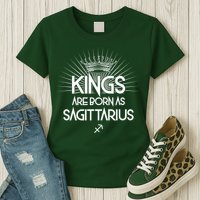 Kings Are Born As Sagittarius Womens T-Shirt