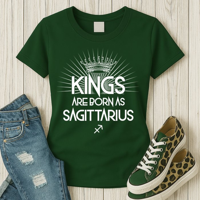 Kings Are Born As Sagittarius Womens T-Shirt