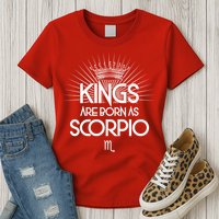 Kings Are Born As Scorpio Womens T-Shirt