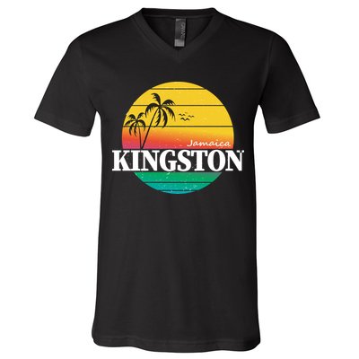Kingston Jamaica Retro V-Neck T-Shirt