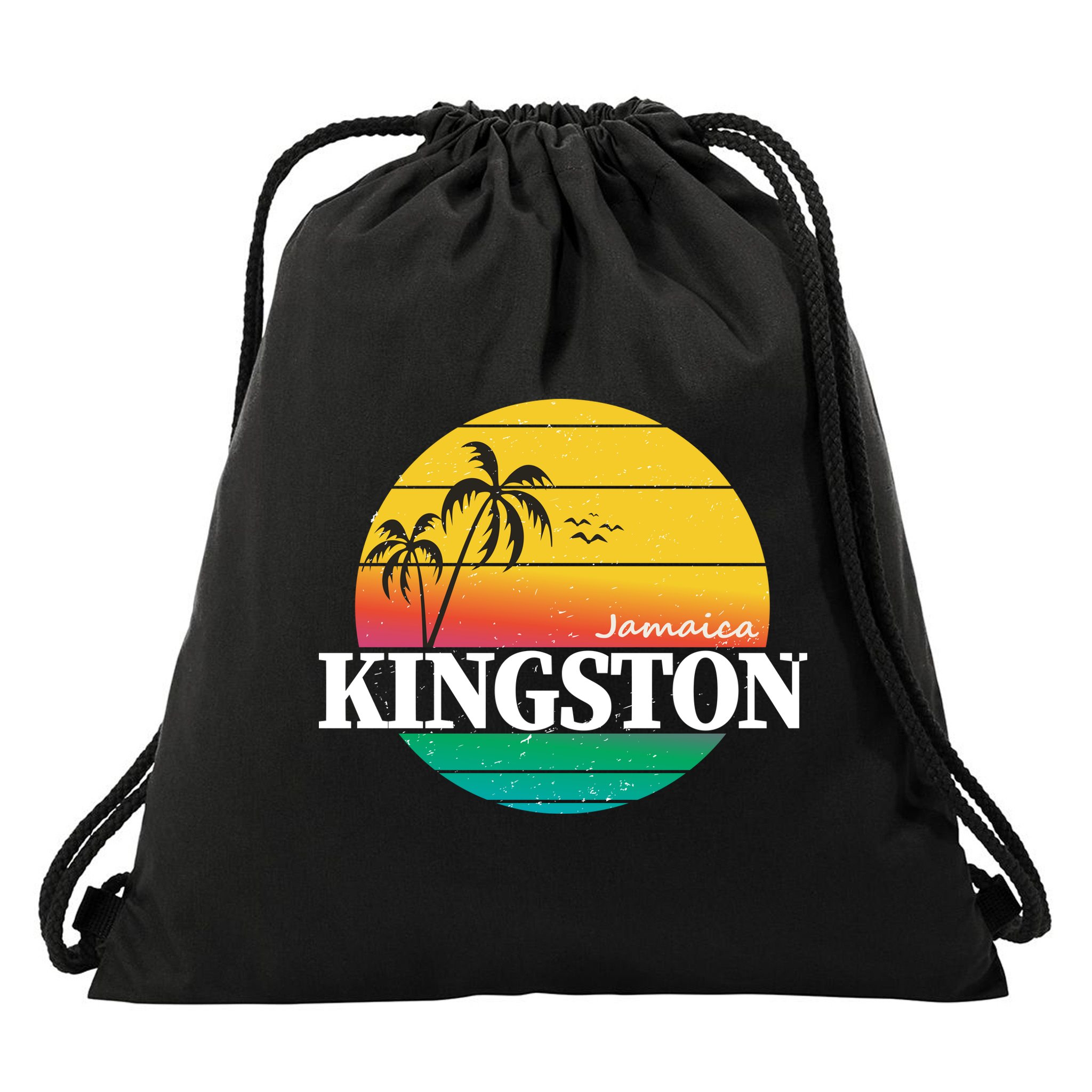 Kingston Jamaica Retro Drawstring Bag