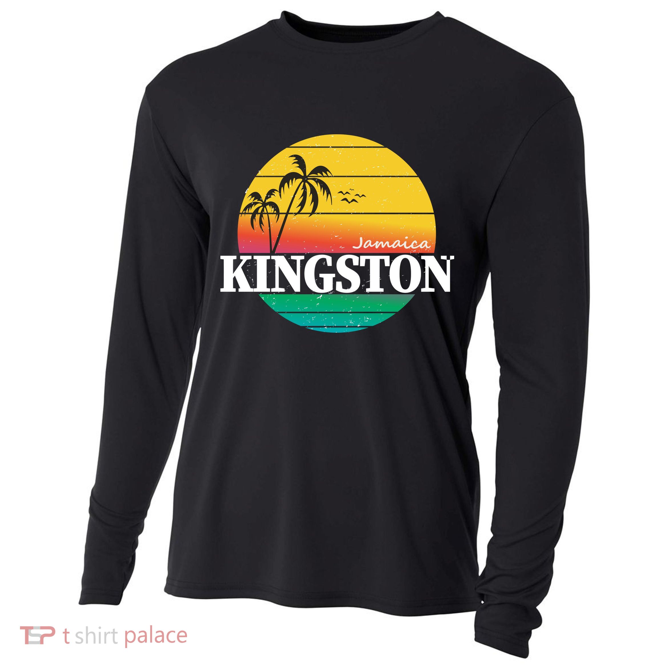Kingston Jamaica Retro Cooling Performance Long Sleeve Crew