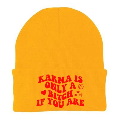 Karma Is Only A B If You Are Aesthetic Retro Cool Gift Knit Cap Winter Beanie