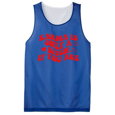 Karma Is Only A B If You Are Aesthetic Retro Cool Gift Mesh Reversible Basketball Jersey Tank