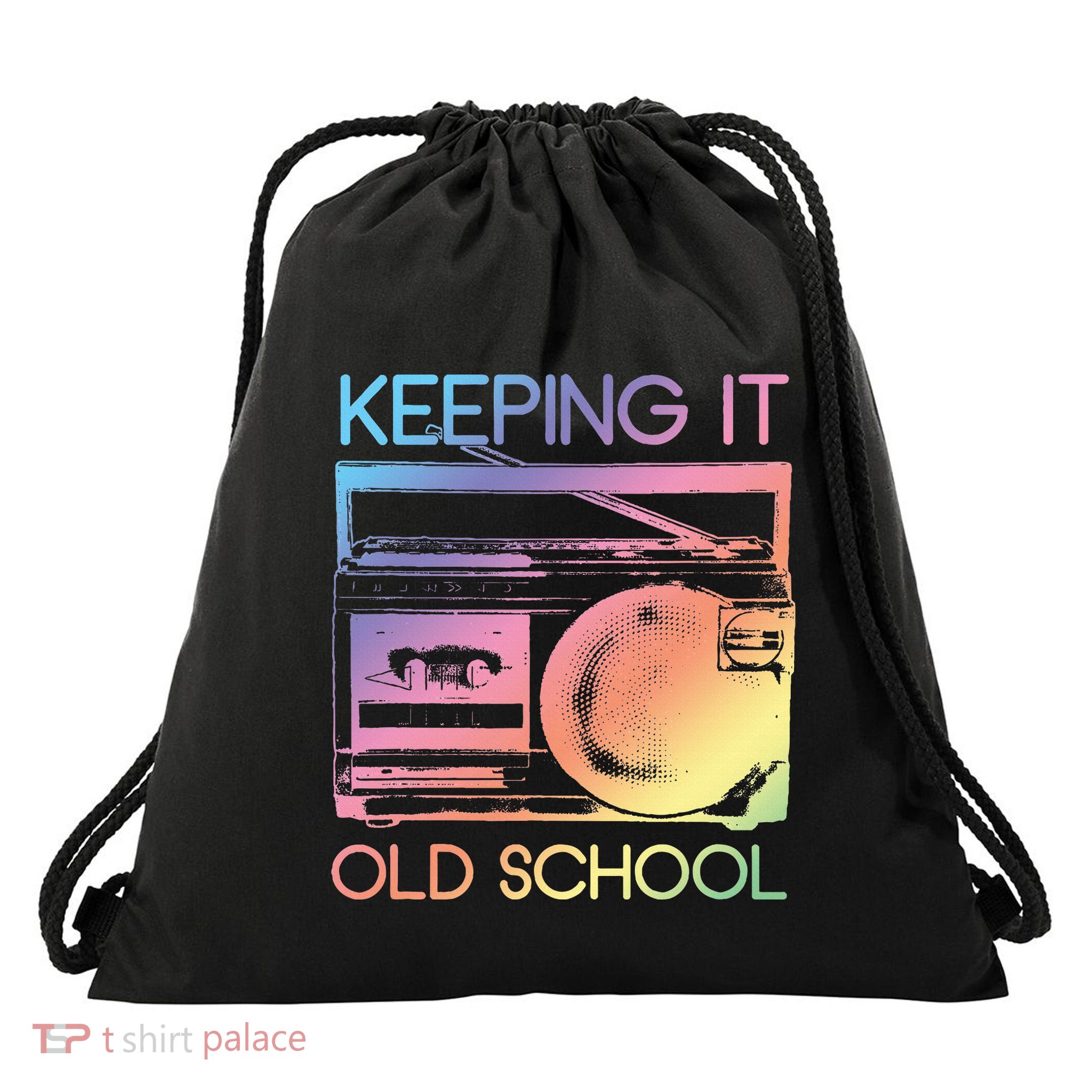 Keeping It Old School Retro 80s 90s Drawstring Bag