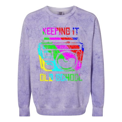 Keeping It Old School 80s 90s Portable Stereo Retro Music Colorblast Crewneck Sweatshirt