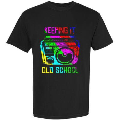 Keeping It Old School 80s 90s Portable Stereo Retro Music Garment-Dyed Heavyweight T-Shirt