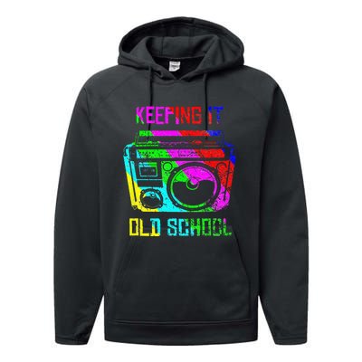 Keeping It Old School 80s 90s Portable Stereo Retro Music Performance Fleece Hoodie