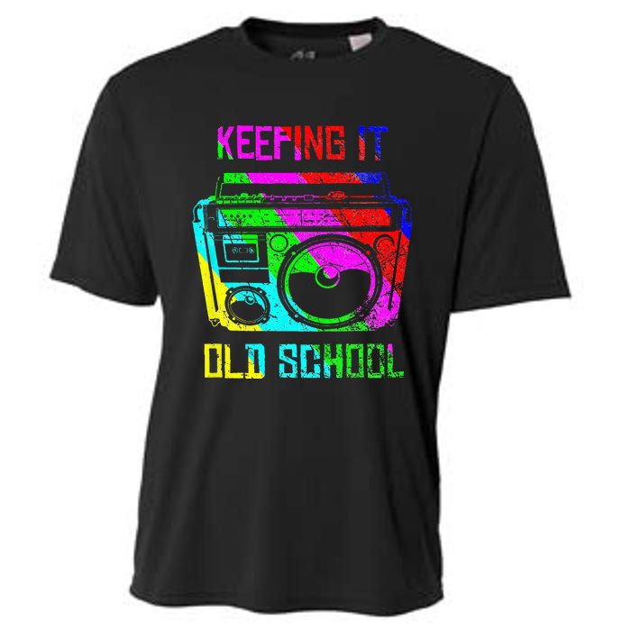 Keeping It Old School 80s 90s Portable Stereo Retro Music Cooling Performance Crew T-Shirt