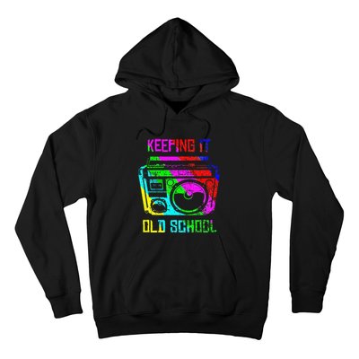 Keeping It Old School 80s 90s Portable Stereo Retro Music Hoodie