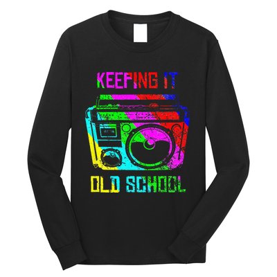 Keeping It Old School 80s 90s Portable Stereo Retro Music Long Sleeve Shirt