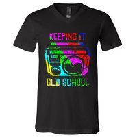 Keeping It Old School 80s 90s Portable Stereo Retro Music V-Neck T-Shirt