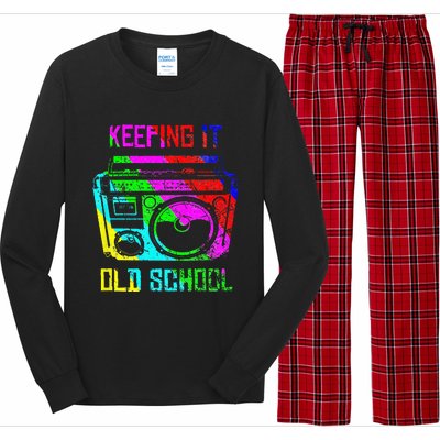 Keeping It Old School 80s 90s Portable Stereo Retro Music Long Sleeve Pajama Set