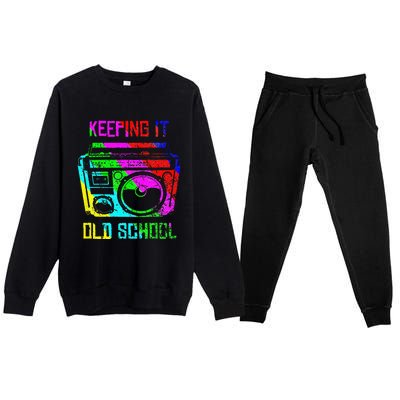 Keeping It Old School 80s 90s Portable Stereo Retro Music Premium Crewneck Sweatsuit Set