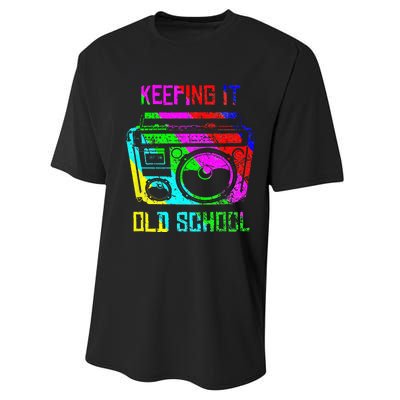 Keeping It Old School 80s 90s Portable Stereo Retro Music Performance Sprint T-Shirt