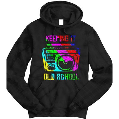 Keeping It Old School 80s 90s Portable Stereo Retro Music Tie Dye Hoodie