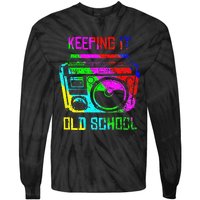 Keeping It Old School 80s 90s Portable Stereo Retro Music Tie-Dye Long Sleeve Shirt