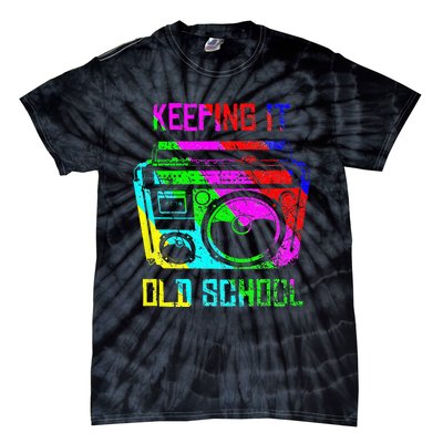 Keeping It Old School 80s 90s Portable Stereo Retro Music Tie-Dye T-Shirt