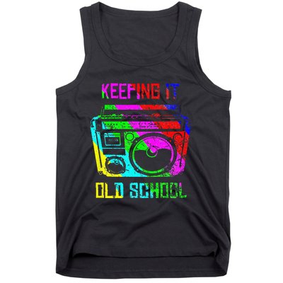 Keeping It Old School 80s 90s Portable Stereo Retro Music Tank Top