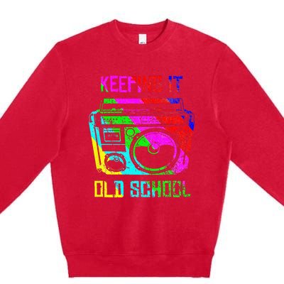 Keeping It Old School 80s 90s Portable Stereo Retro Music Premium Crewneck Sweatshirt