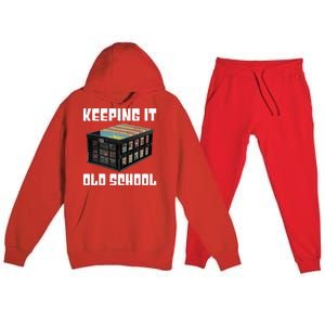 Keeping It Old School Music Vinyl Records Lp Lover Premium Hooded Sweatsuit Set