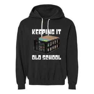 Keeping It Old School Music Vinyl Records LP Lover Garment-Dyed Fleece Hoodie