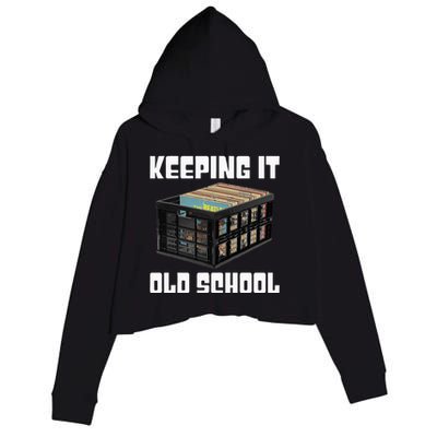 Keeping It Old School Music Vinyl Records LP Lover Crop Fleece Hoodie